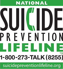 National Suicide Prevention Lifeline 1-800-273-TALK. Help is available for you or someone you care about, 24-7.